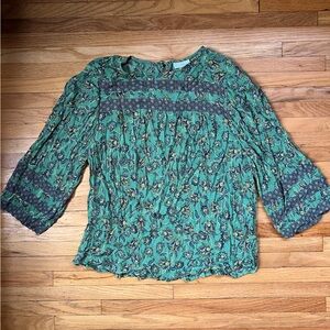 J. Jill green print blouse, sz M petite, used good condition